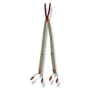 Vintage Cole Haan Suspenders Braces Brown Tan Houndstooth Y-back Adjustable
